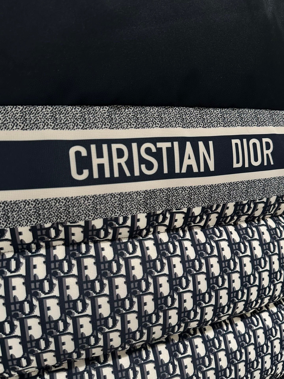 Dior Reversible Puffer Vest - Blue and Ecru Oblique Technical Taffeta Gilet