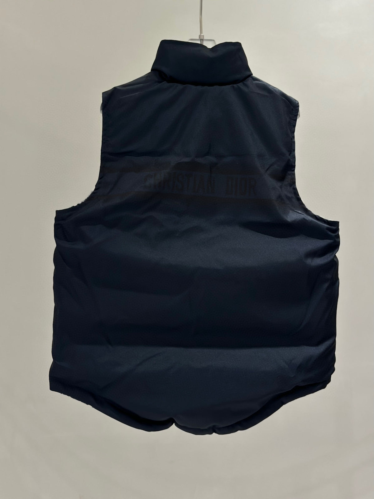 Dior Reversible Puffer Vest - Blue and Ecru Oblique Technical Taffeta Gilet