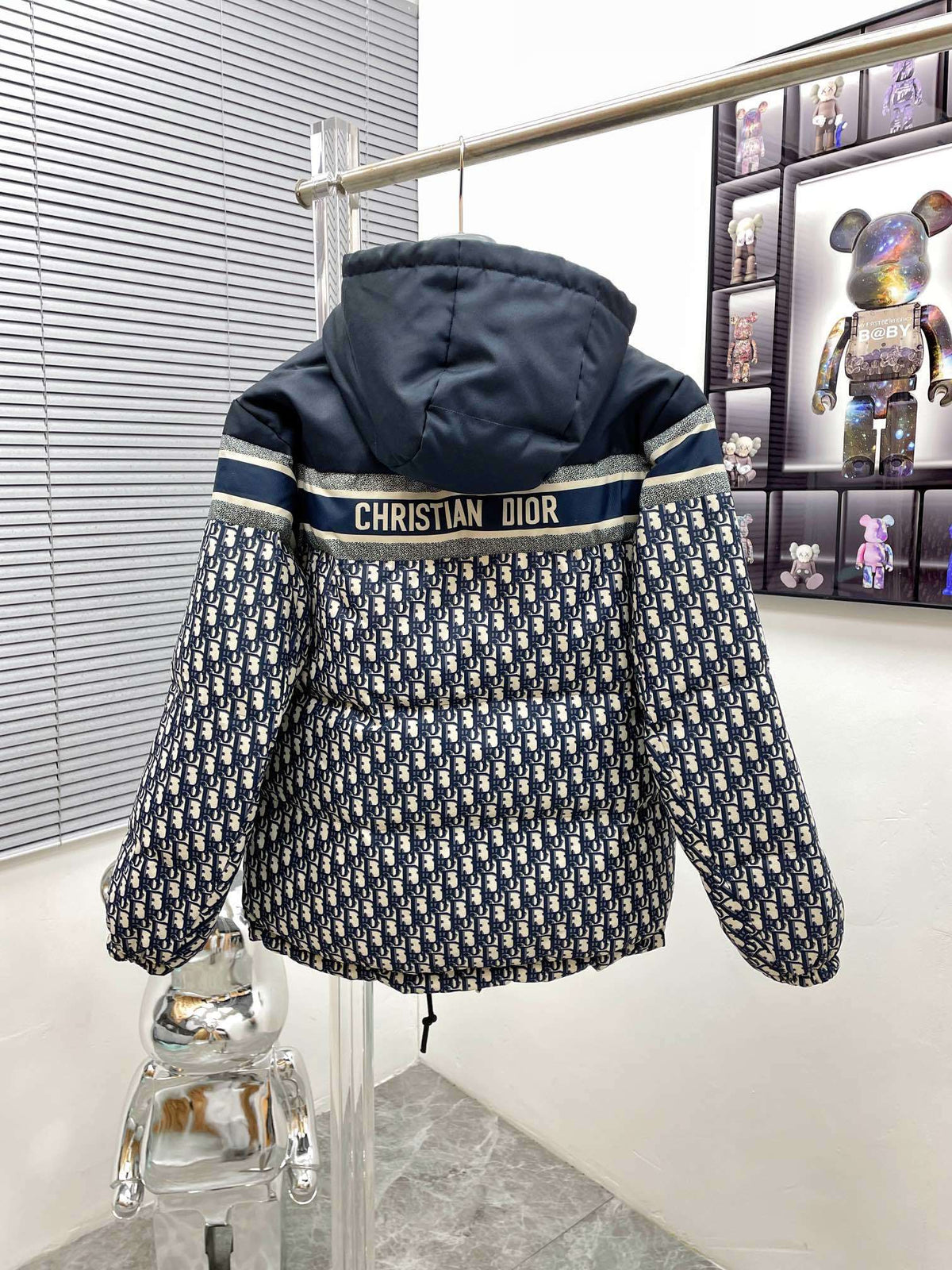 Dior Reversible Hooded Puffer Jacket - Blue Oblique Technical Taffeta