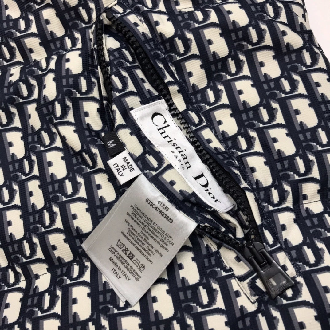 Dior Reversible Hooded Puffer Jacket - Blue Oblique Technical Taffeta