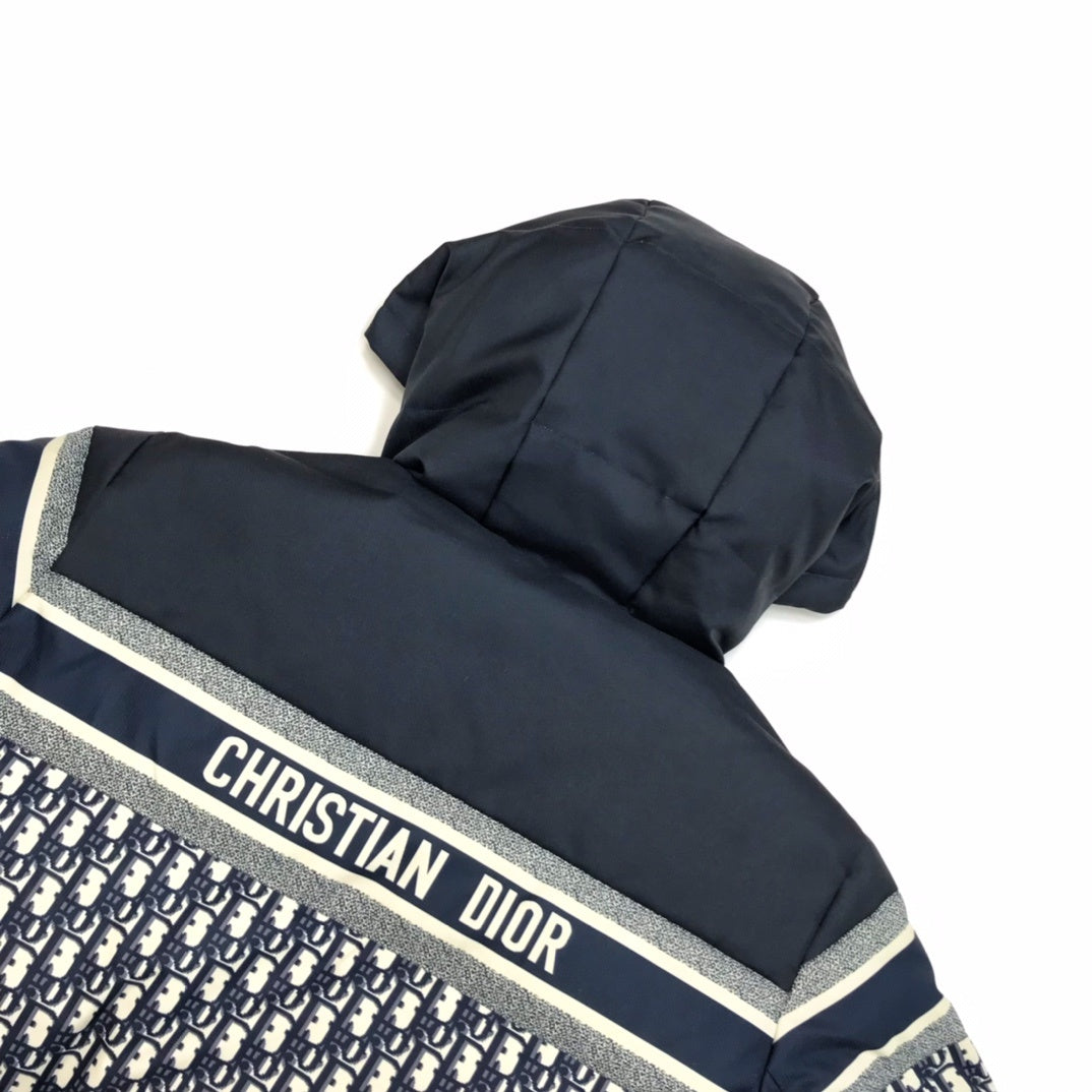 Dior Reversible Hooded Puffer Jacket - Blue Oblique Technical Taffeta