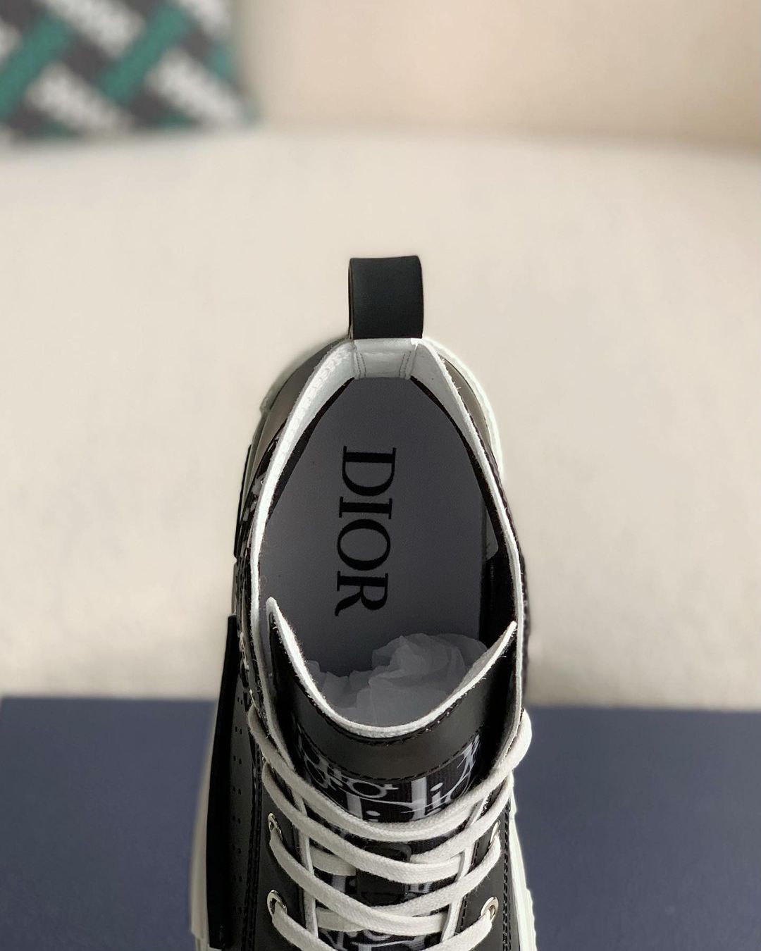 Dior B23 High-Top Sneaker in Black & White Dior Oblique Canvas