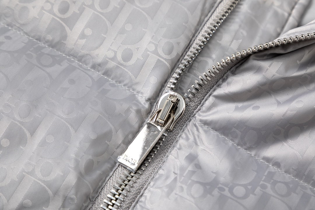 Dior Oblique Silver Quilted Down Jacket