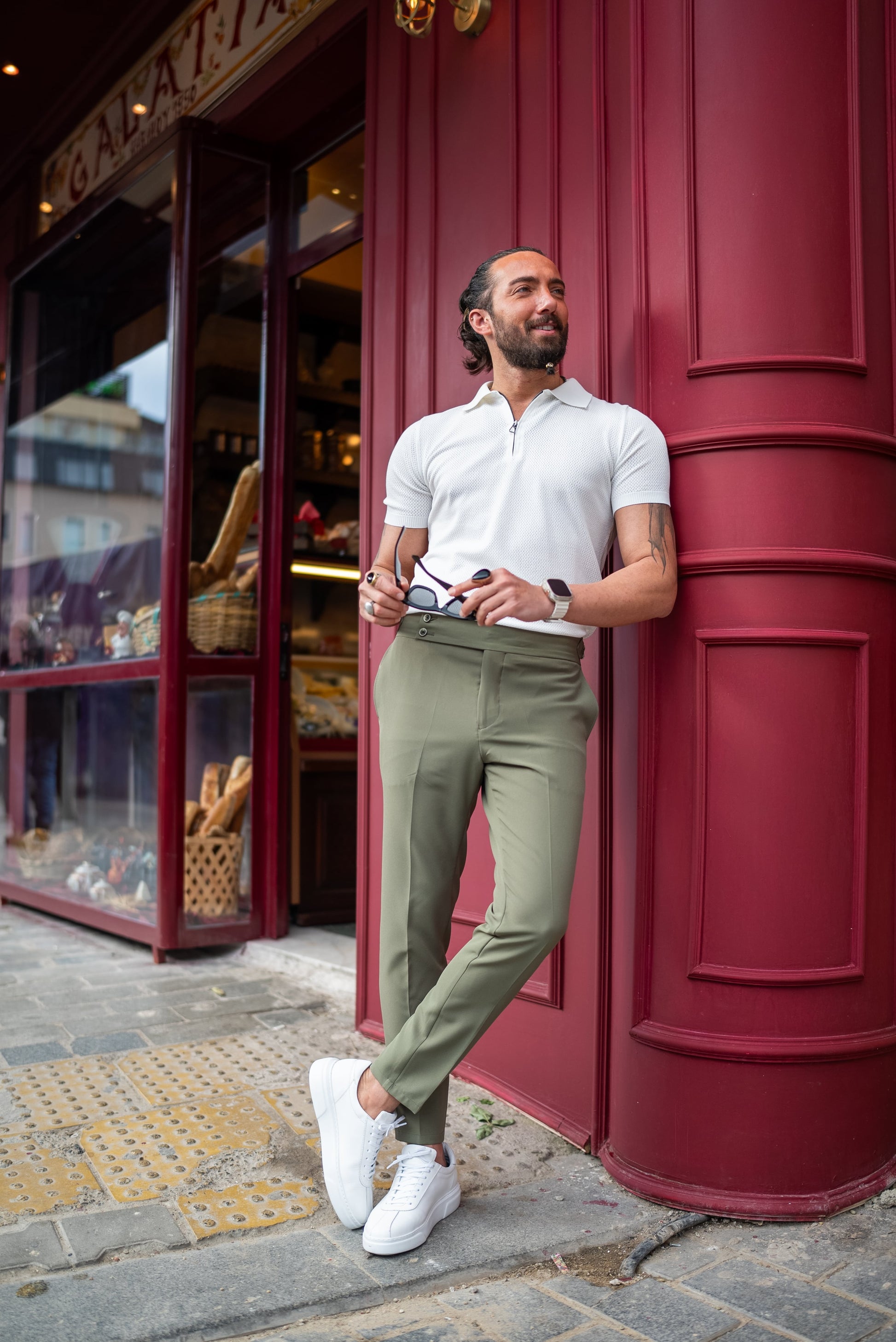 Men's Slim Fit Green Gurkha Trousers | HolloShoe Men's Slim Fit Green Gurkha Trousers | HolloShoe