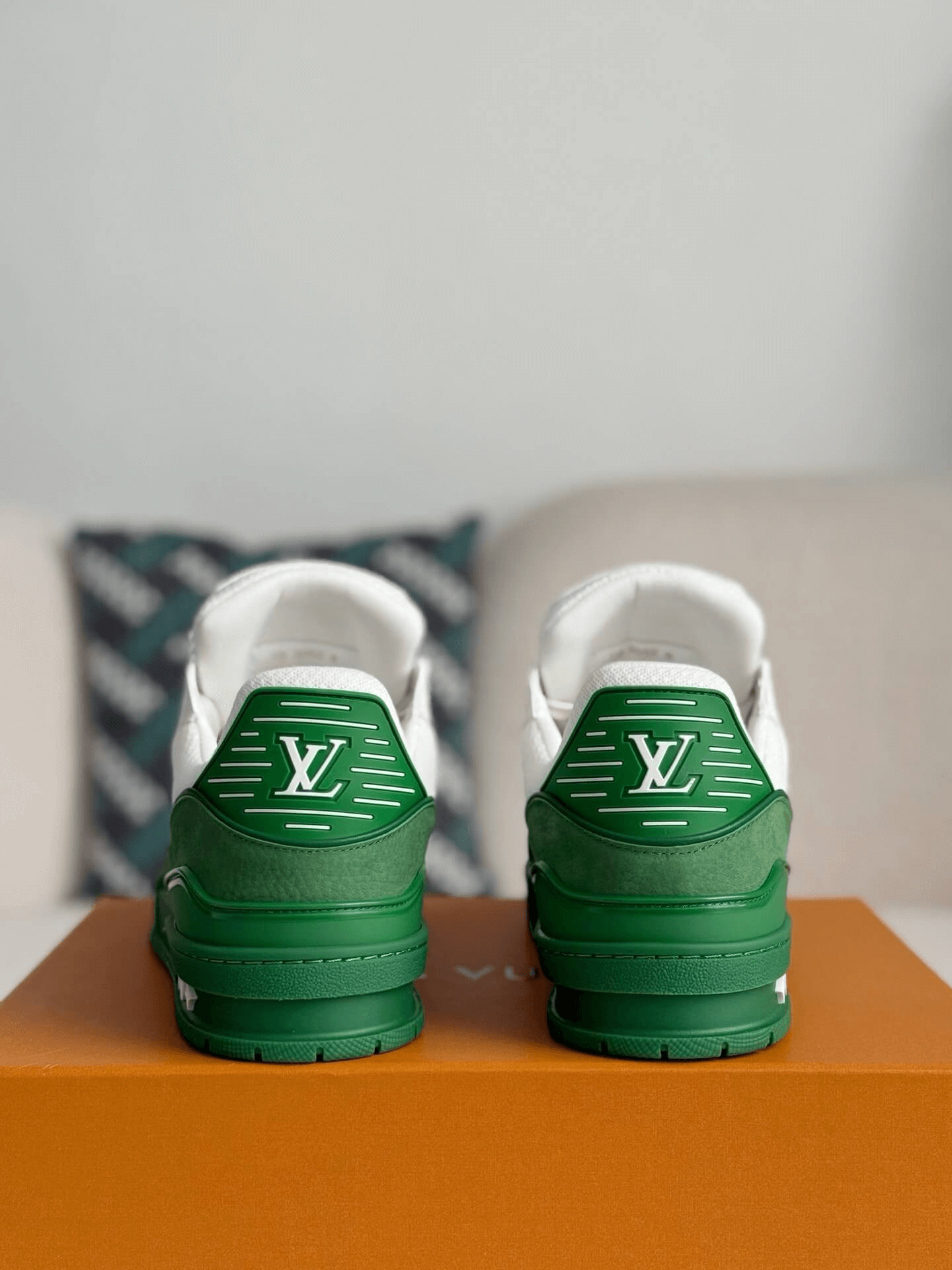 Louis Vuitton Trainer Green White Sneakers