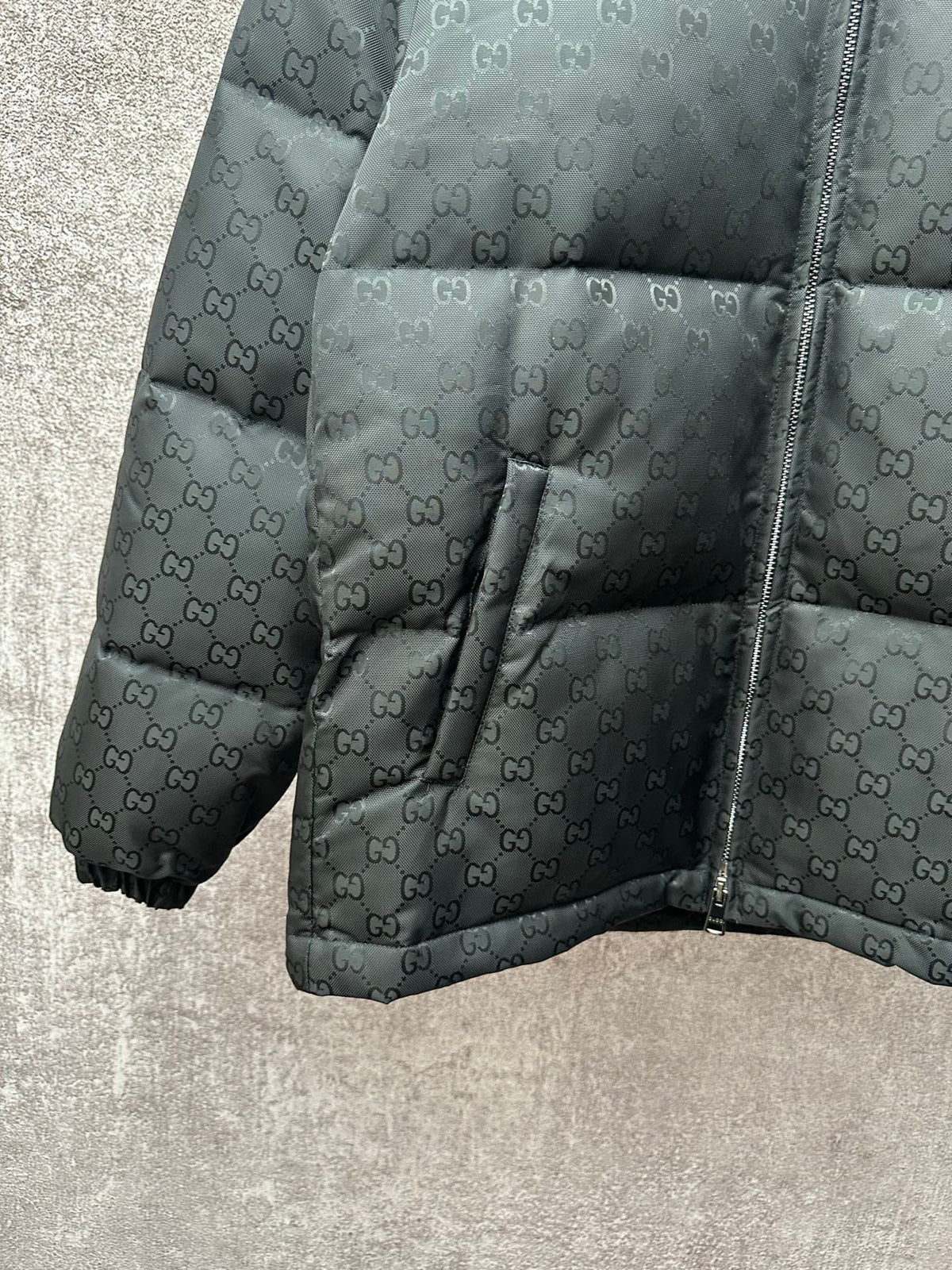 Gucci Black GG Heavy Nylon Canvas Hooded Down Jacket