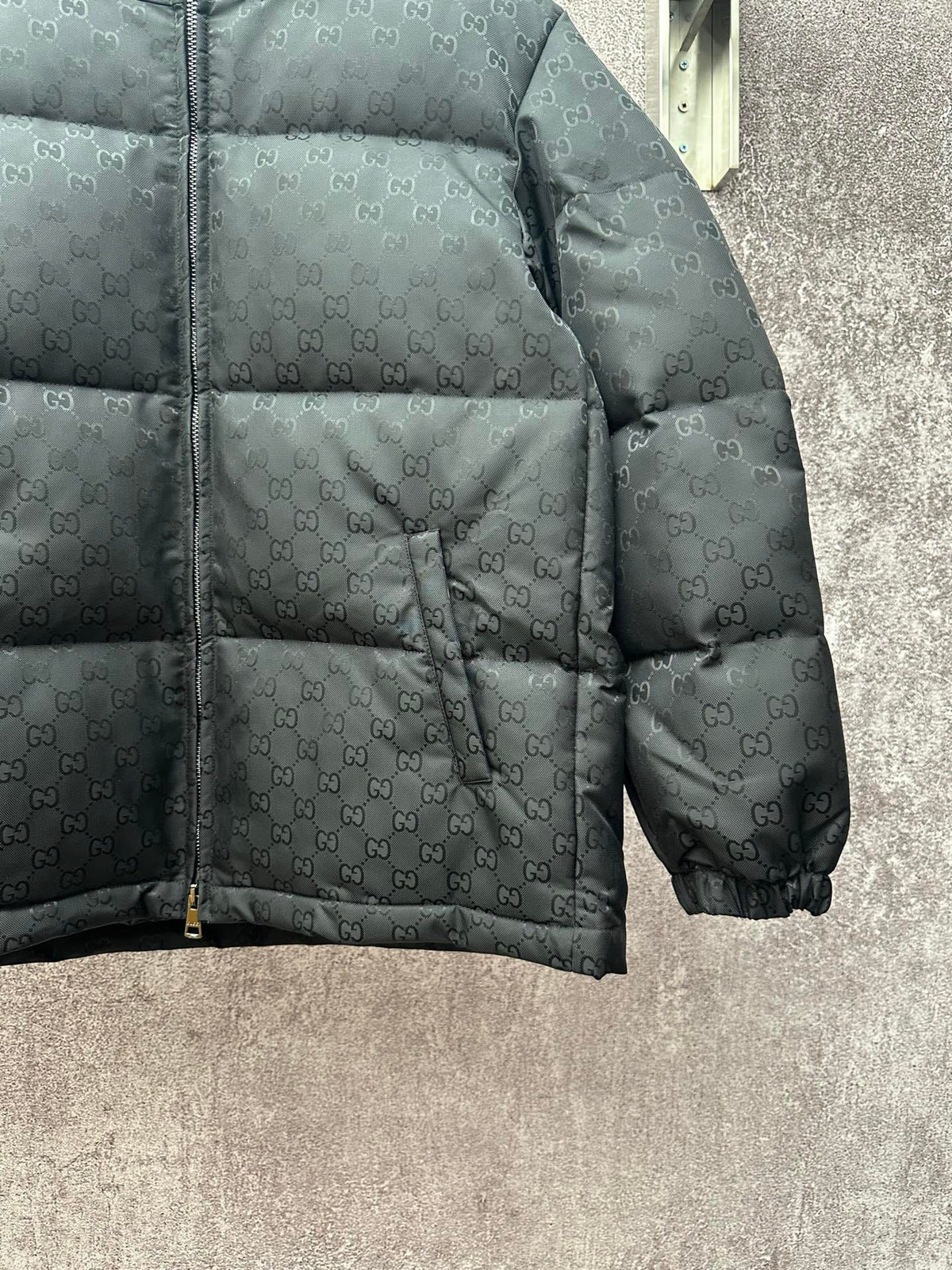 Gucci Black GG Heavy Nylon Canvas Hooded Down Jacket