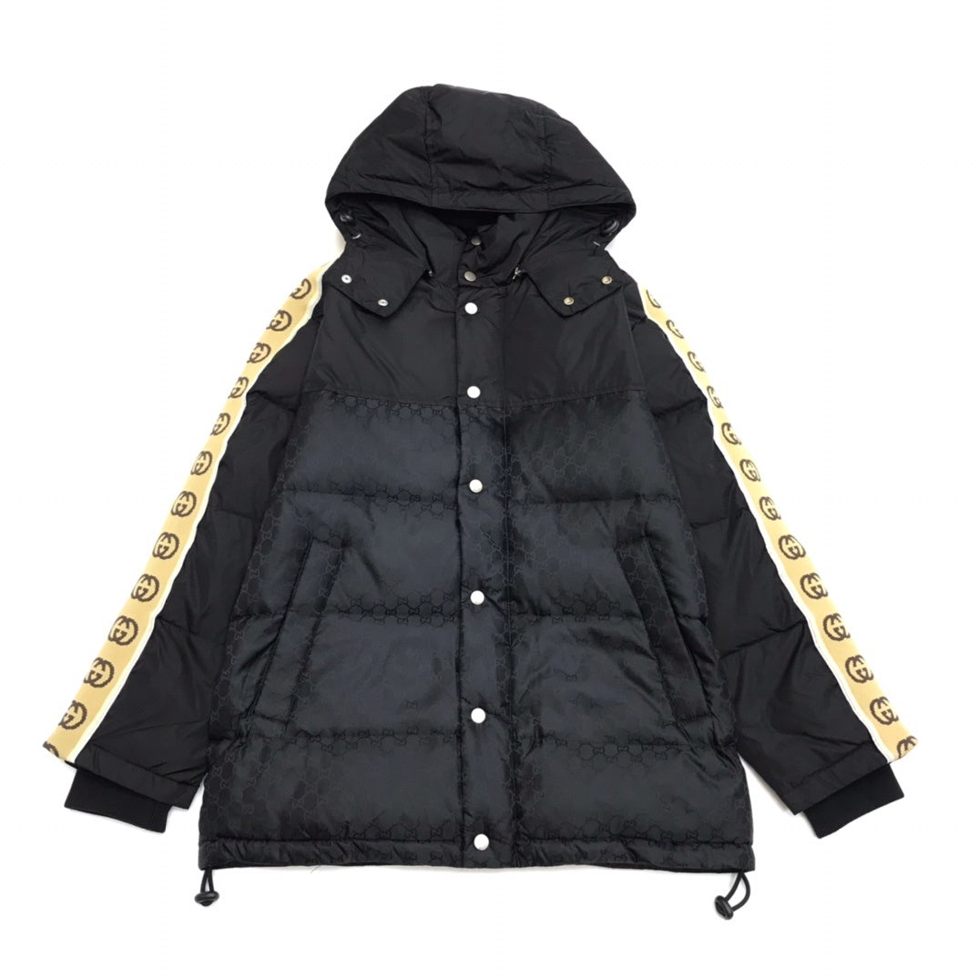 Gucci Black GG Jacquard Nylon Padded Coat - Hooded Winter Jacket