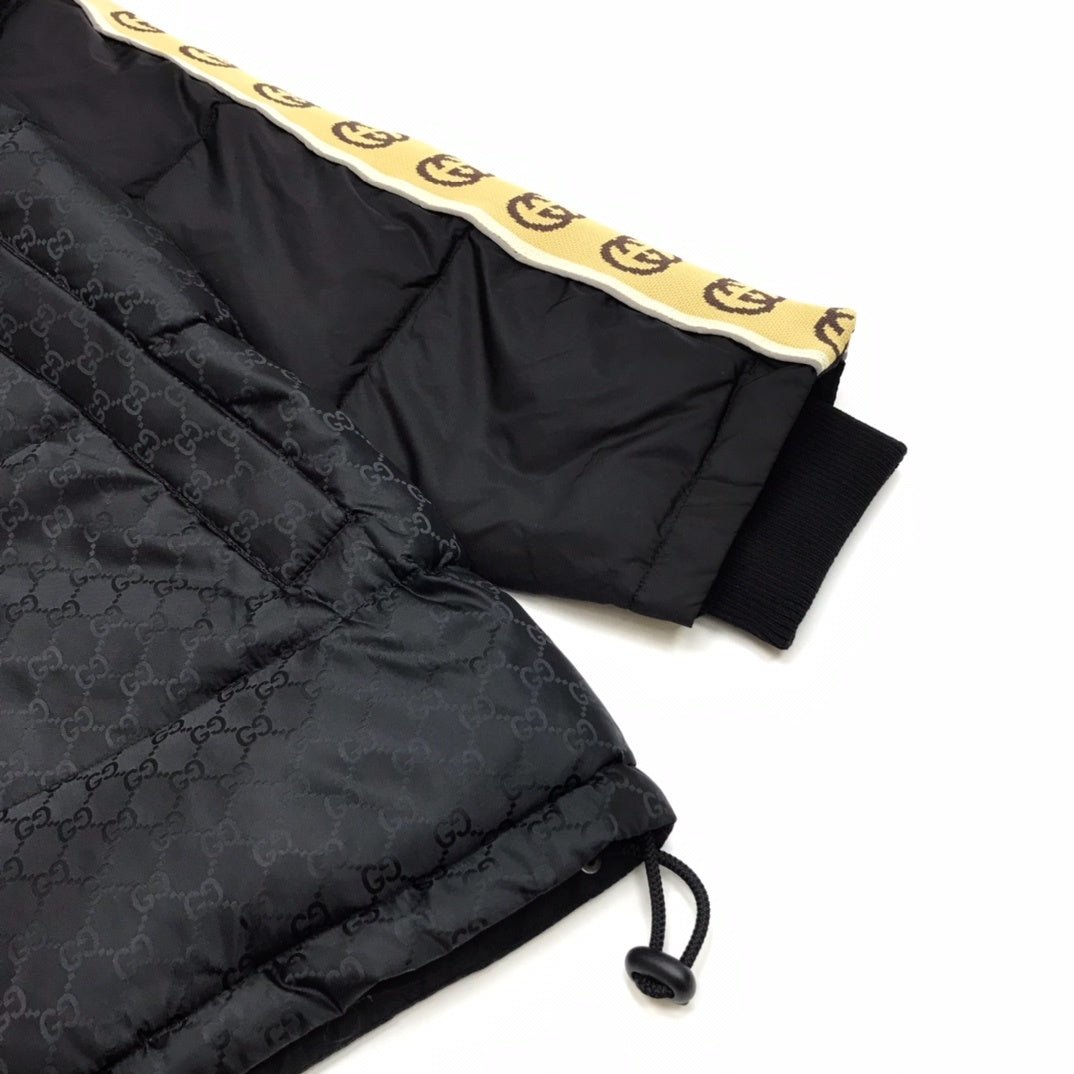 Gucci Black GG Jacquard Nylon Padded Coat - Hooded Winter Jacket