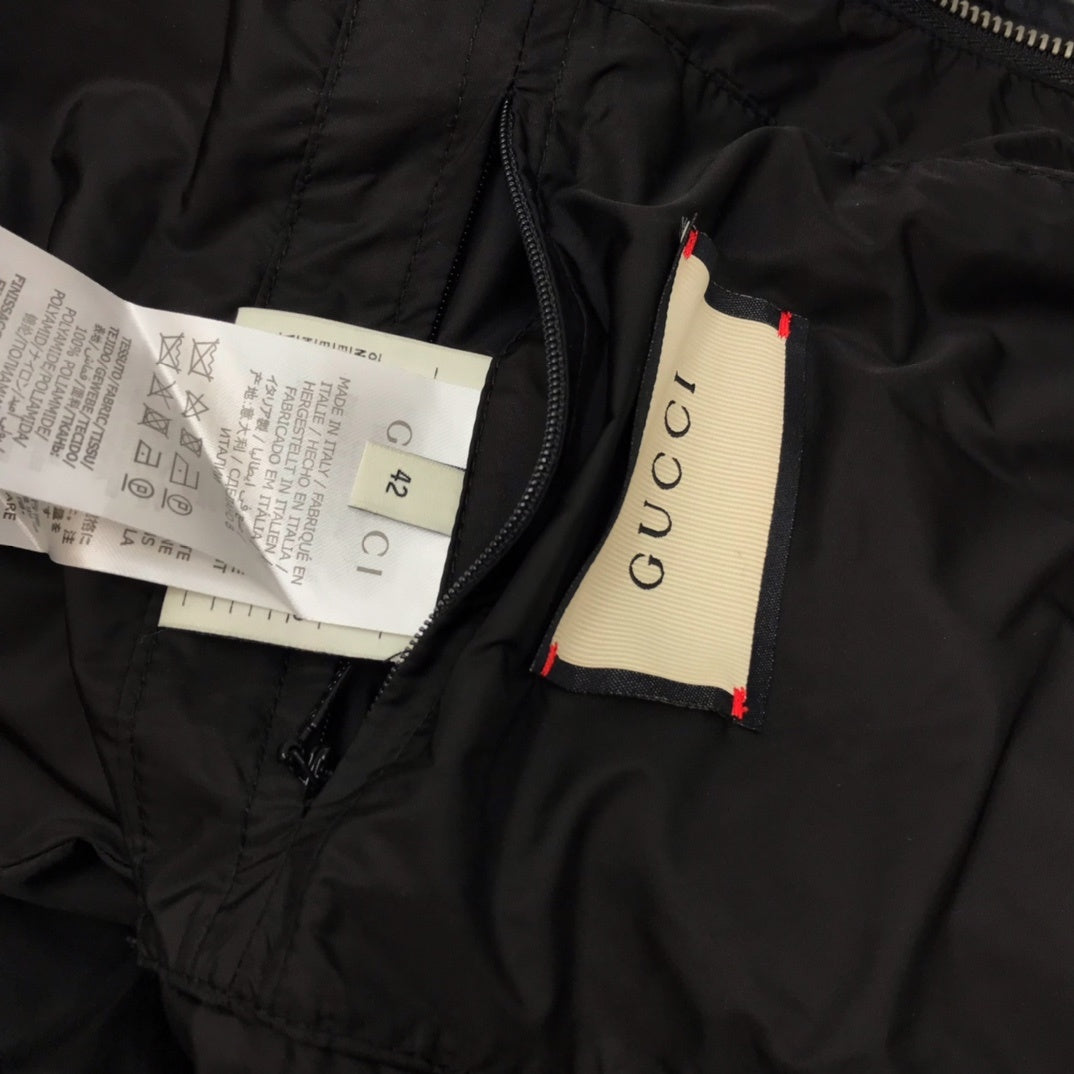 Gucci Black GG Jacquard Nylon Padded Coat - Hooded Winter Jacket