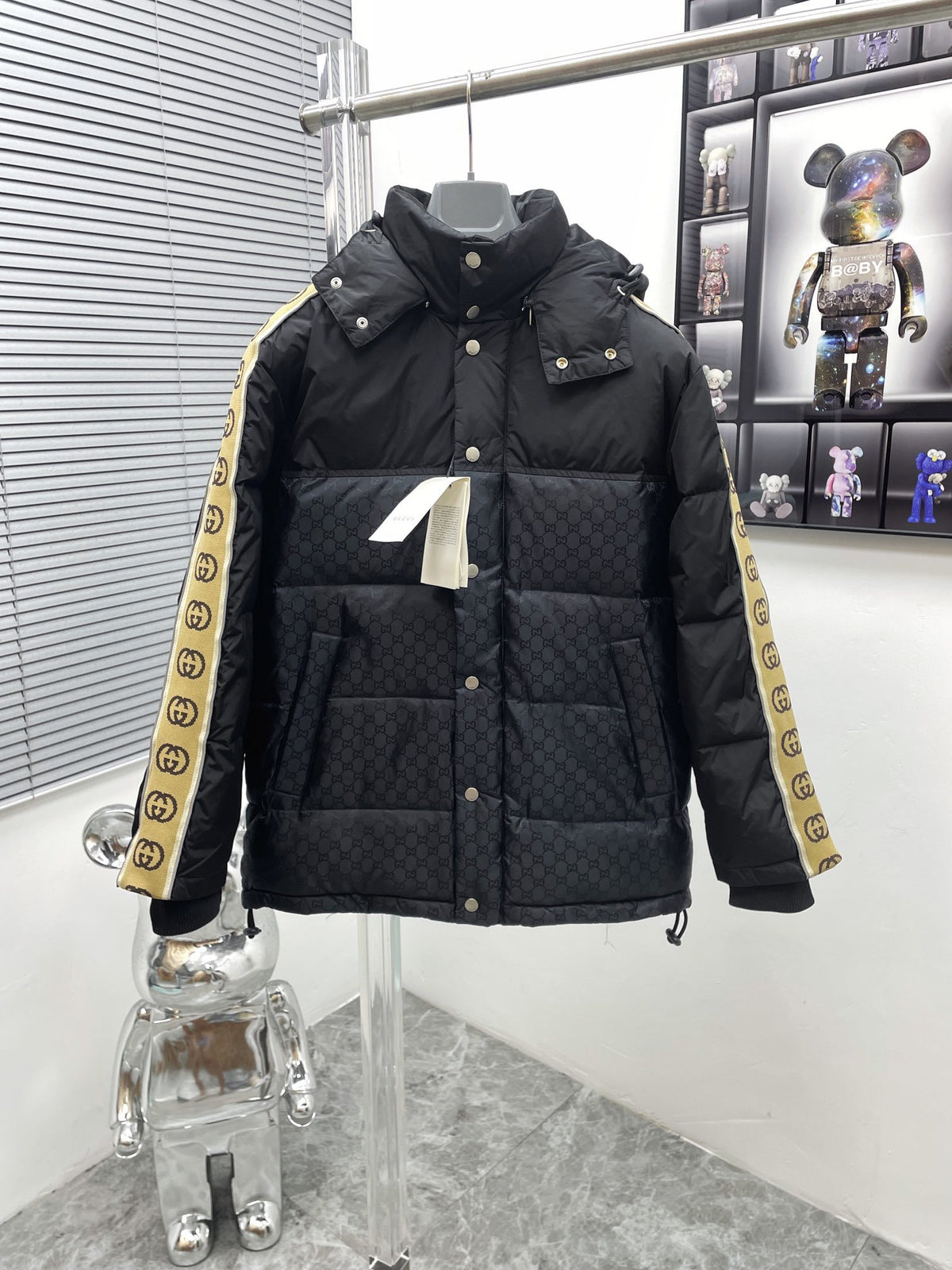 Gucci Black GG Jacquard Nylon Padded Coat - Hooded Winter Jacket