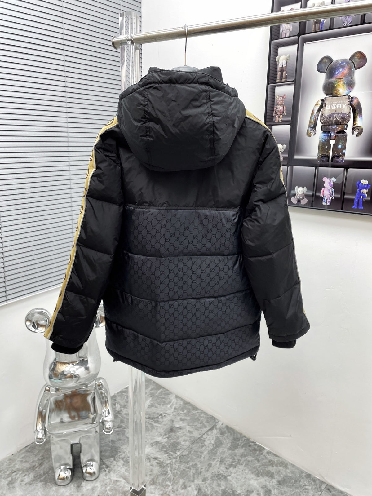 Gucci Black GG Jacquard Nylon Padded Coat - Hooded Winter Jacket