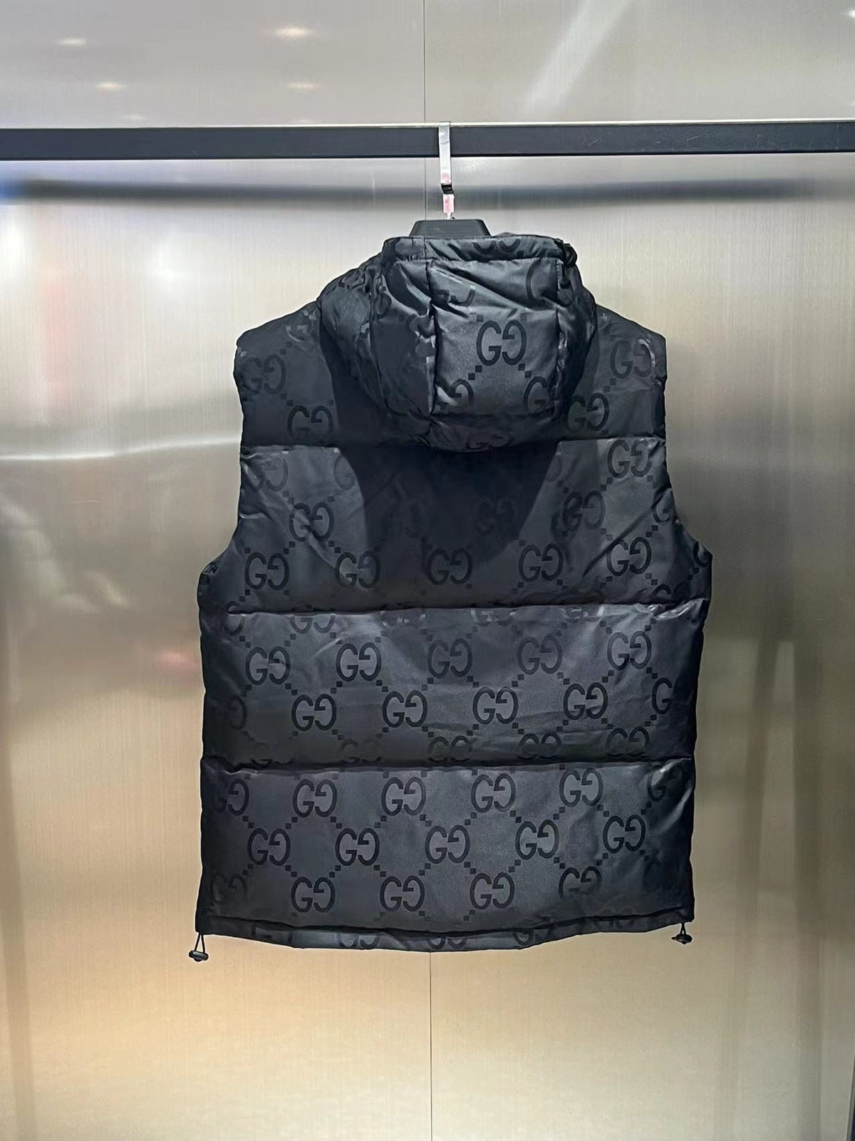 Gucci Men's Black Jumbo GG Canvas Padded Down Gilet Vest
