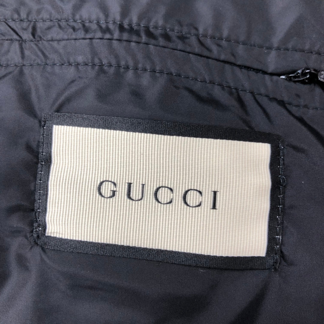 Gucci Black GG Jacquard Long Hooded Down Parka Coat - Logo Sleeve Stripe
