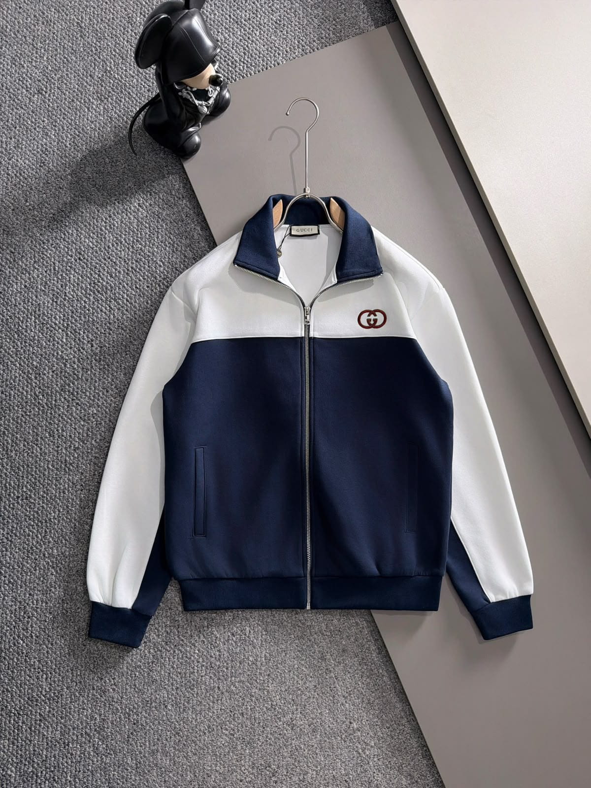 Gucci Navy Blue Technical Jersey Colorblock Track Suit Set - Interlocking G