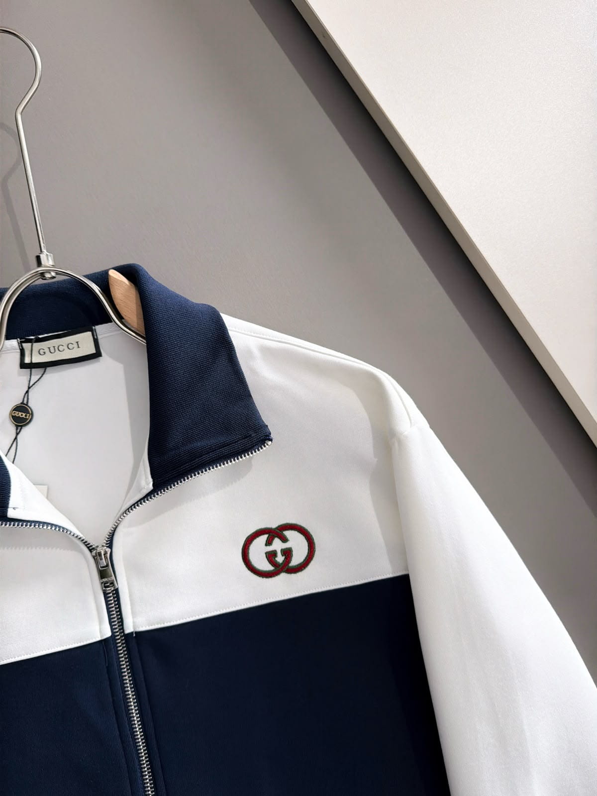 Gucci Navy Blue Technical Jersey Colorblock Track Suit Set - Interlocking G