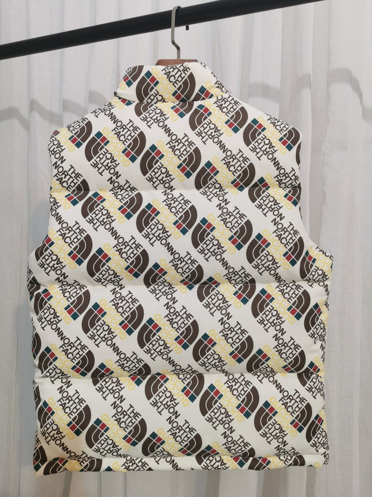 Gucci x The North Face Cream All-Over Logo Monogram Goose Down Vest Gilet