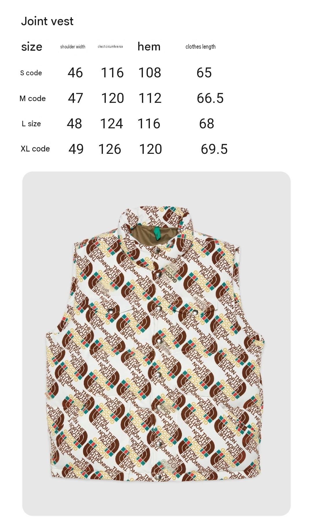 Gucci x The North Face Cream All-Over Logo Monogram Goose Down Vest Gilet