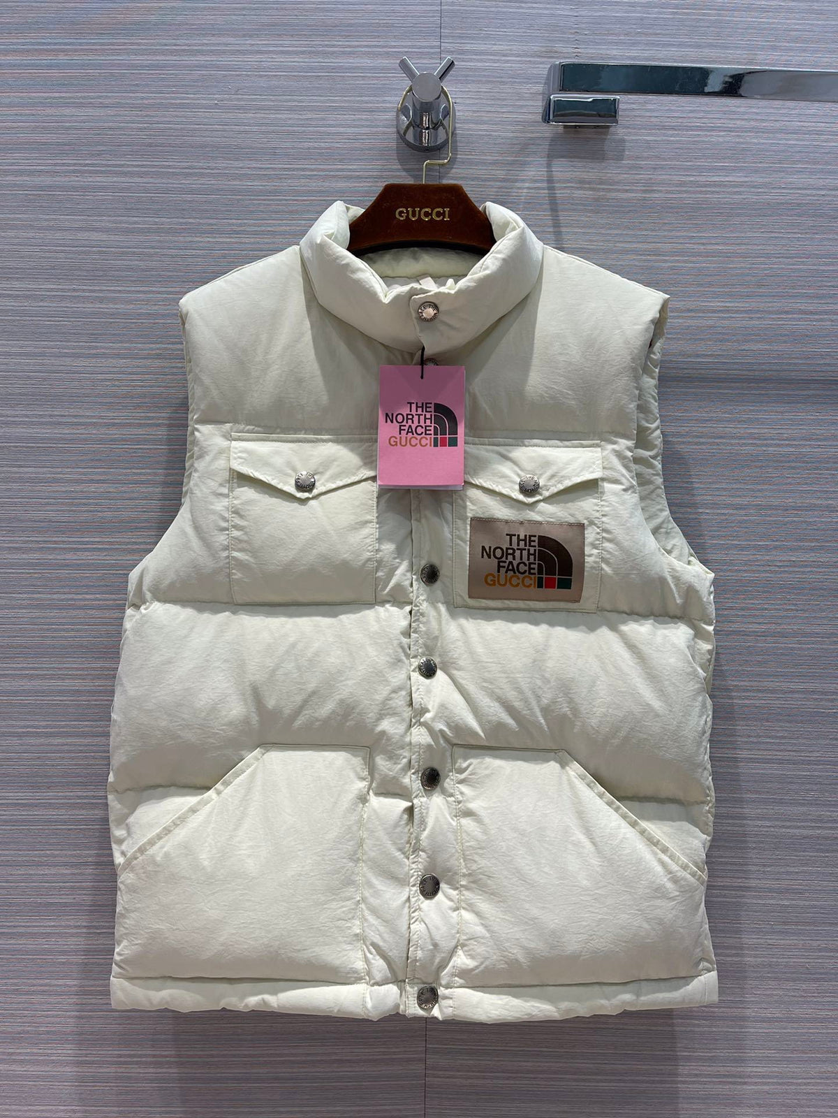 Gucci x The North Face Cream Off-White Goose Down Puffer Vest Gilet