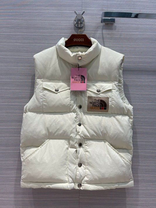 Gucci x The North Face Cream Off-White Goose Down Puffer Vest Gilet