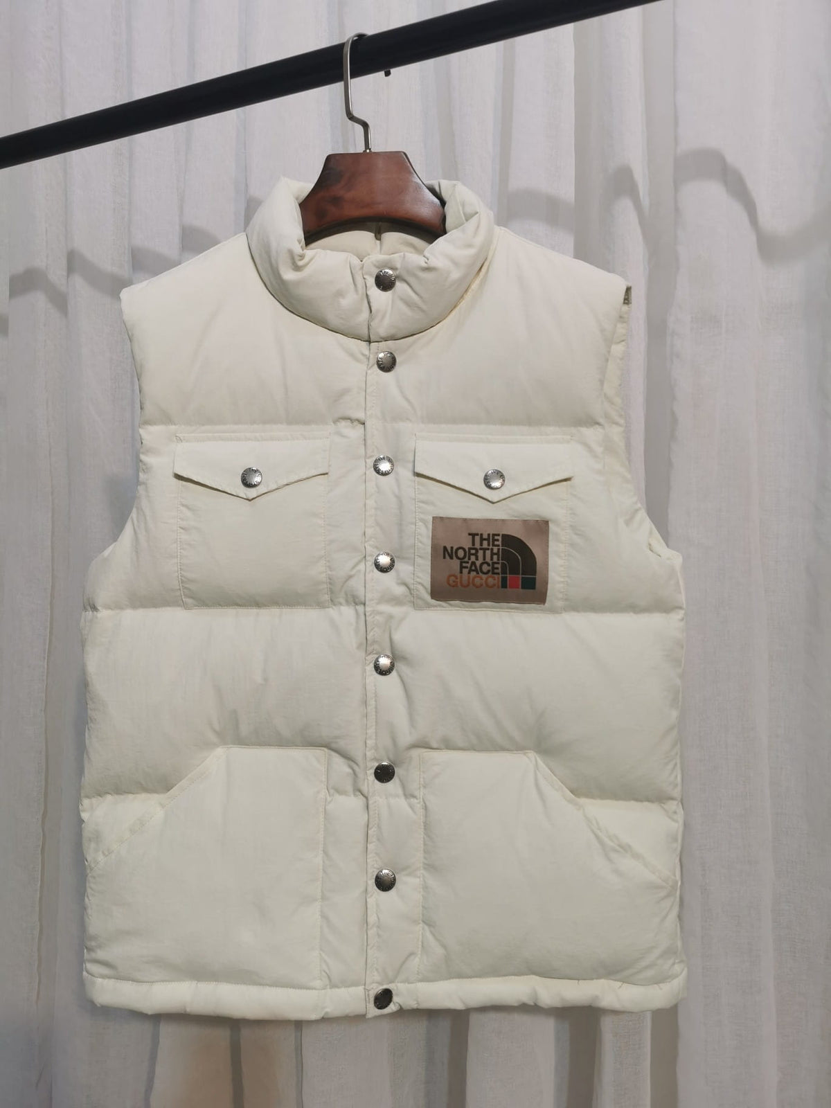 Gucci x The North Face Cream Off-White Goose Down Puffer Vest Gilet