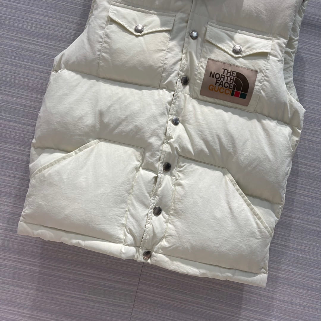 Gucci x The North Face Cream Off-White Goose Down Puffer Vest Gilet