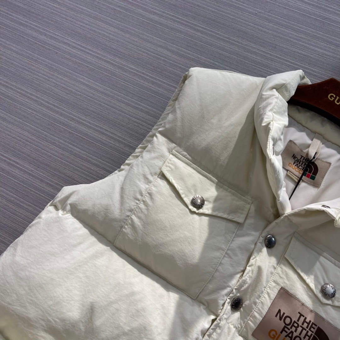 Gucci x The North Face Cream Off-White Goose Down Puffer Vest Gilet