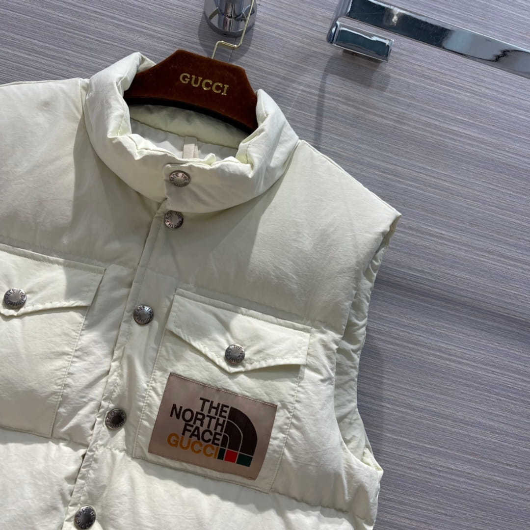 Gucci x The North Face Cream Off-White Goose Down Puffer Vest Gilet
