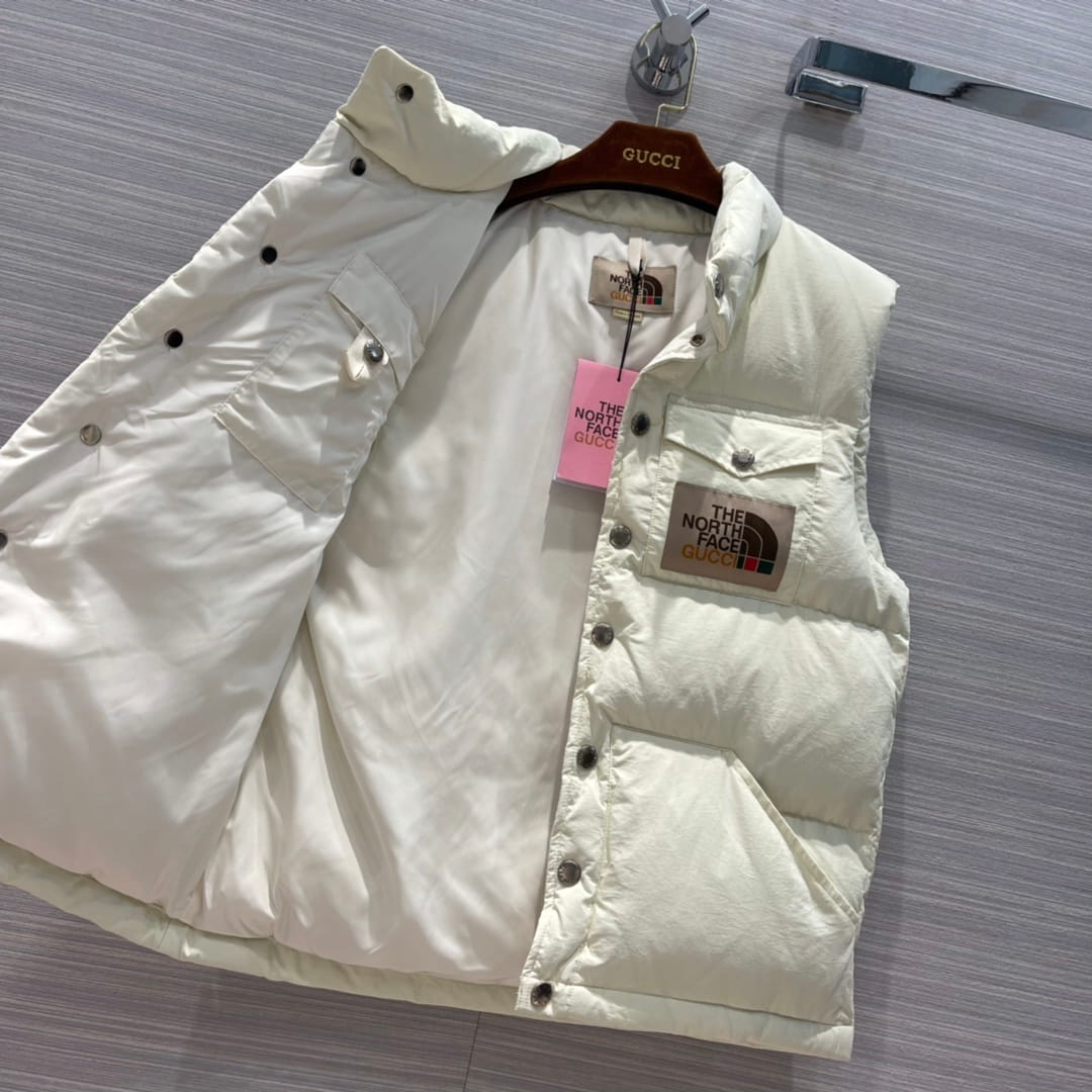 Gucci x The North Face Cream Off-White Goose Down Puffer Vest Gilet