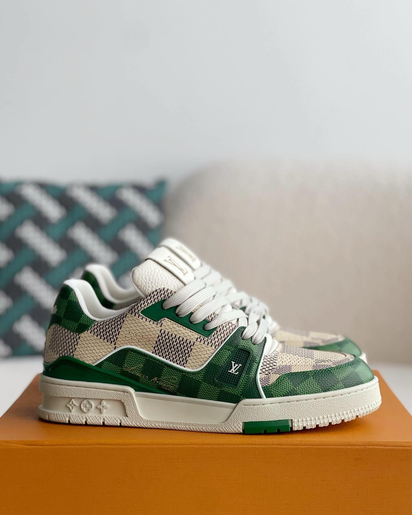 Louis Vuitton LV Trainer Damier White Green Sneakers