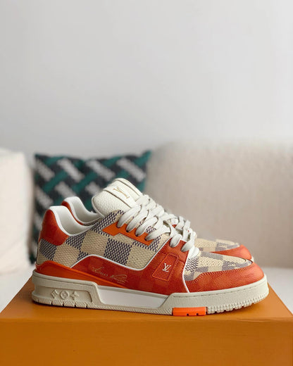 Louis Vuitton Trainer Damier Weiß Orange