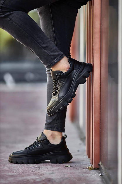 HolloShoe Rugged EVA-Sole Onyx Black Chunky Men's Sneakers