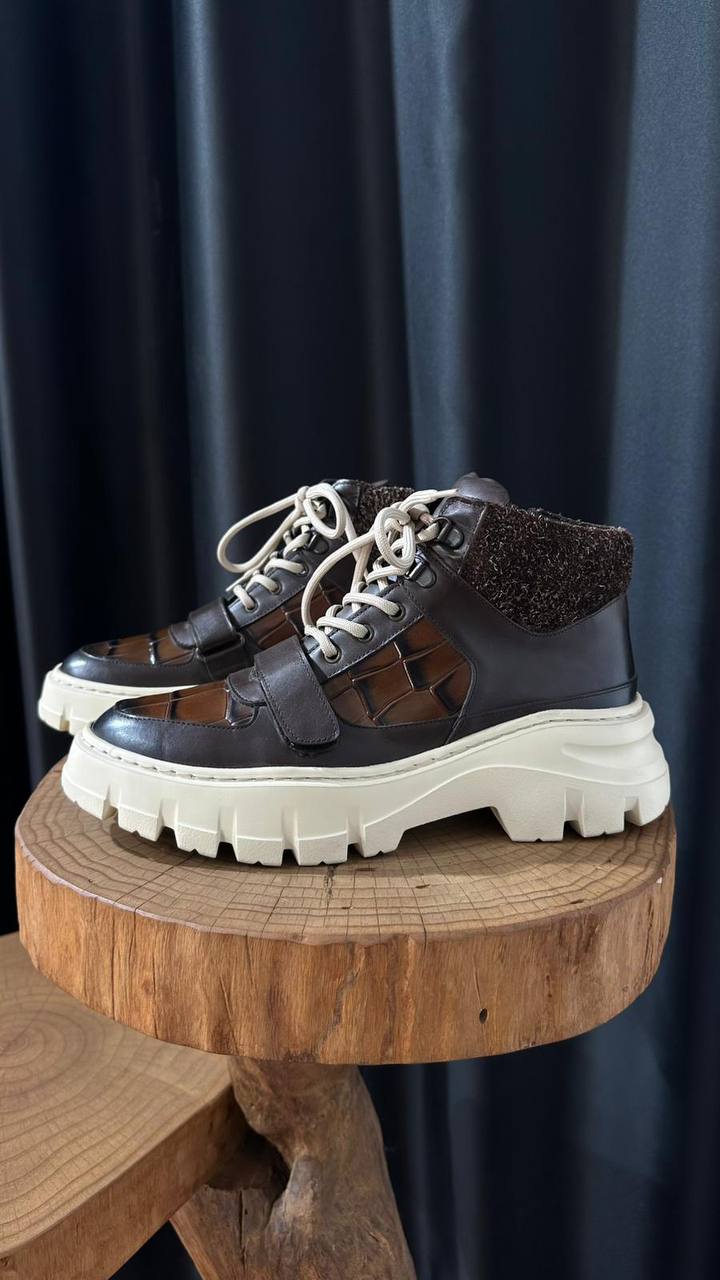 HolloShoe Terra-Croc Espresso Hybrid Leather Men’s Boots