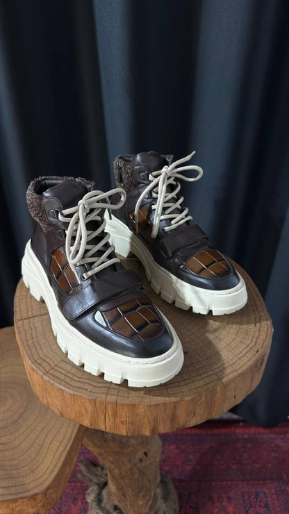 HolloShoe Terra-Croc Espresso Hybrid Leather Men’s Boots