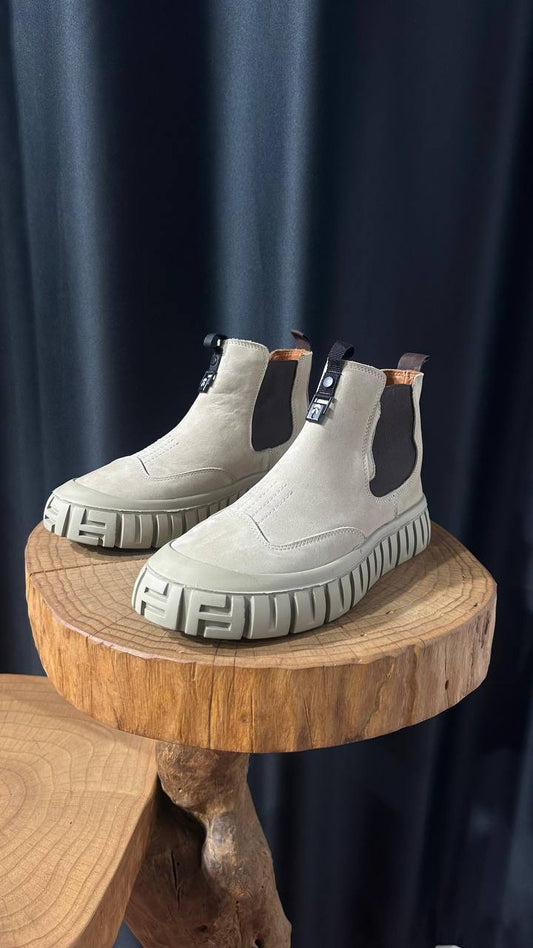 HolloShoe Urban Explorer Beige Suede Hybrid Chelsea Boots