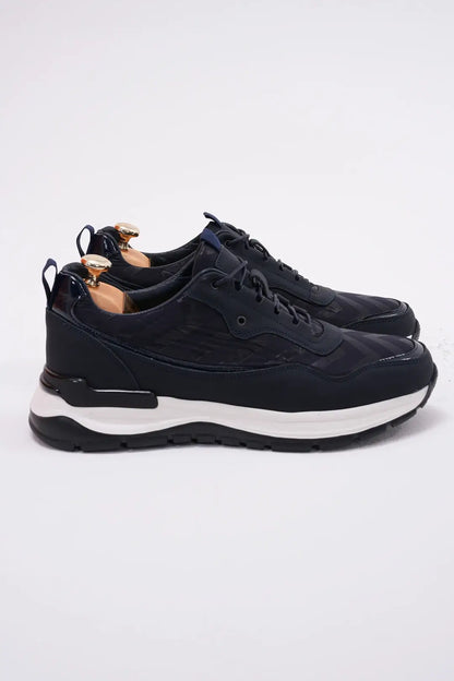 Midnight Blue Athletic Leather Sneakers for Men