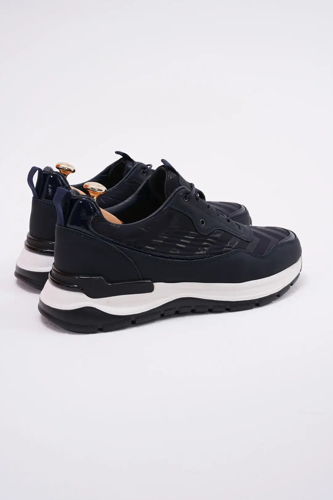 Midnight Blue Athletic Leather Sneakers for Men