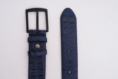 Navy Blue Crocodile Detailed Belt