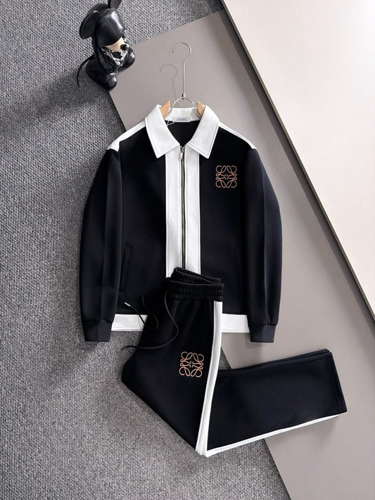 Loewe Black & White Contrast Anagram Embroidered Tracksuit Set