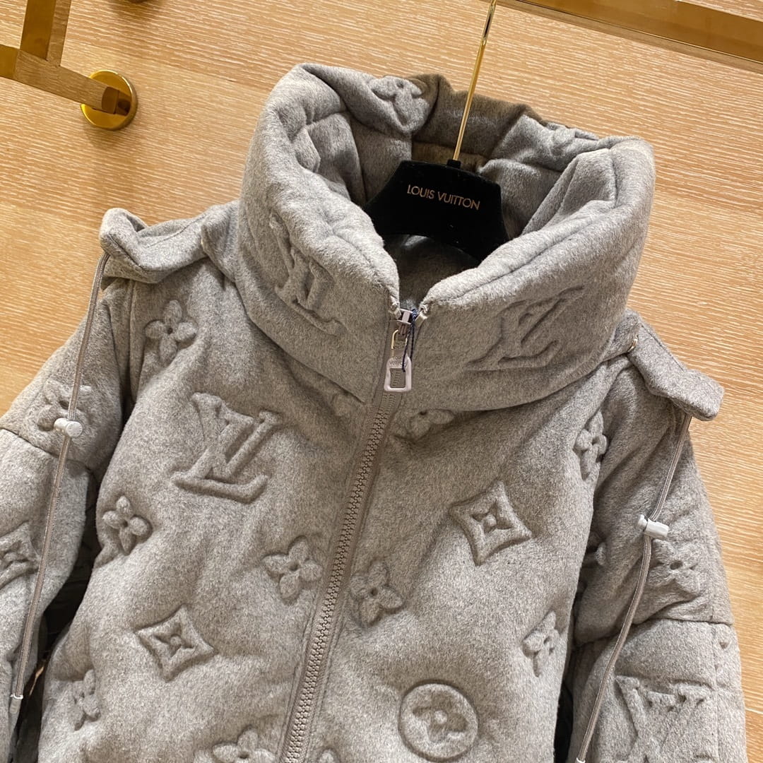 Louis Vuitton LV Monogram Boyhood Grey 3D Embossed Puffer Jacket