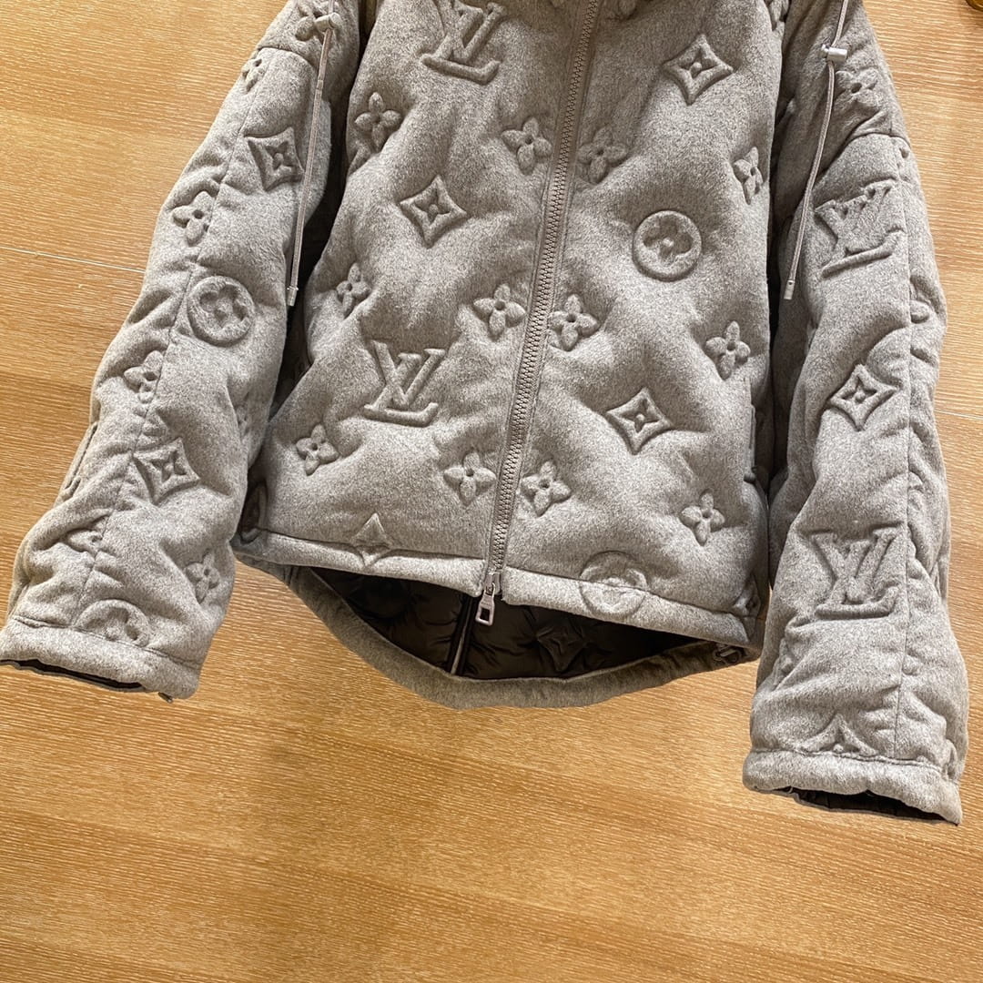 Louis Vuitton LV Monogram Boyhood Grey 3D Embossed Puffer Jacket