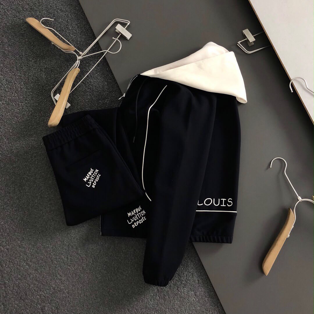 Louis Vuitton LV Marque L.Vuitton Déposée Contrast Hooded Tracksuit Set