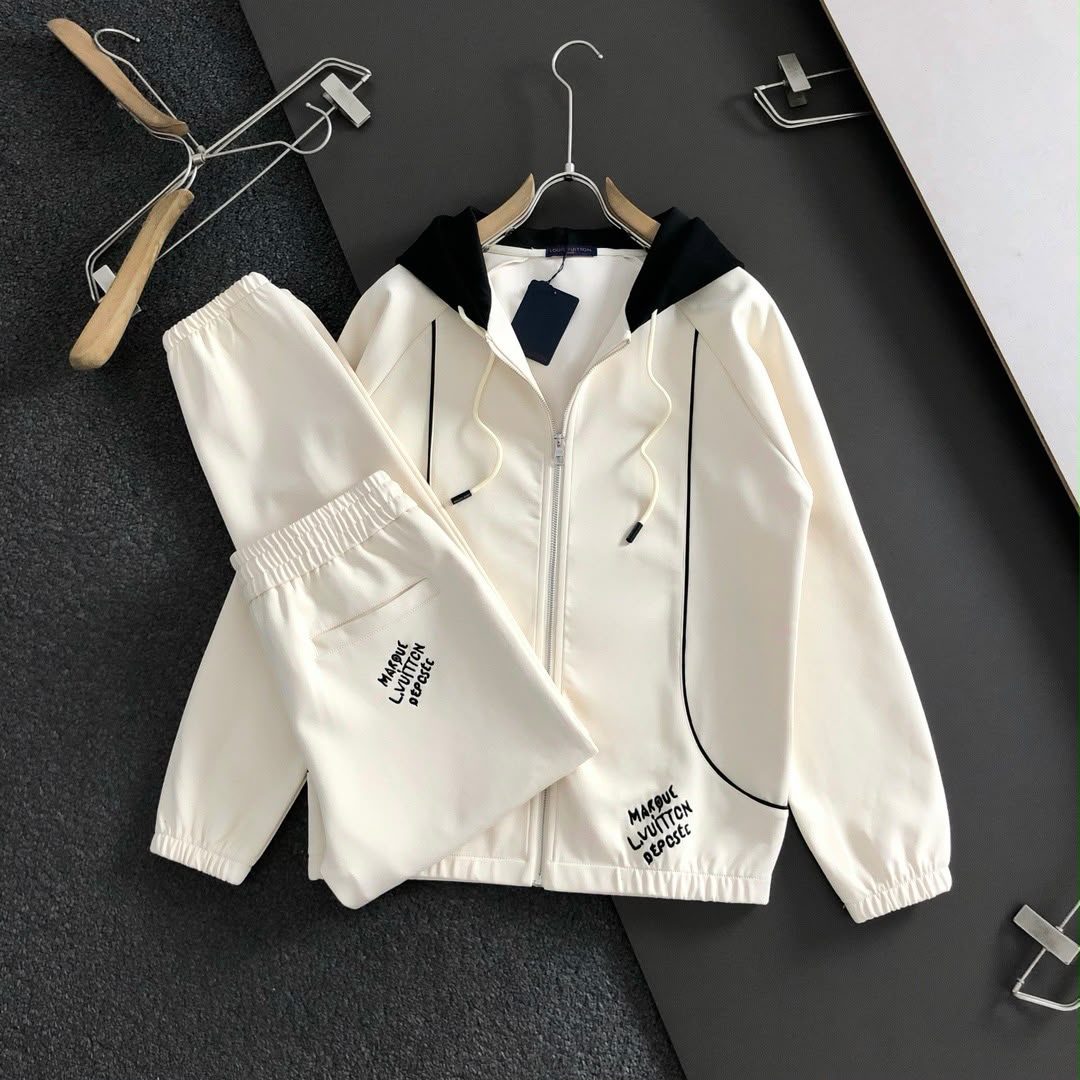 Louis Vuitton LV Marque L.Vuitton Déposée Contrast Hooded Tracksuit Set
