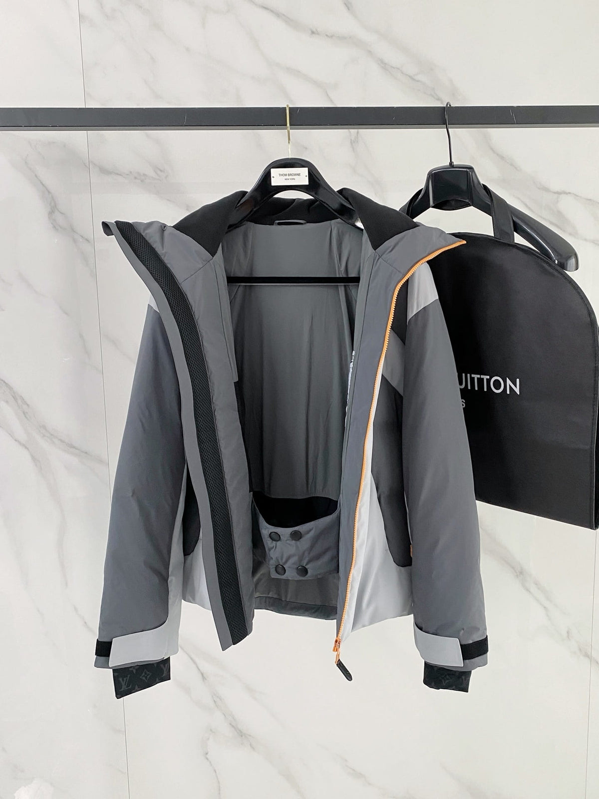 Louis Vuitton LV Ski Technical Down Jacket - Gray & Orange Ski Coat