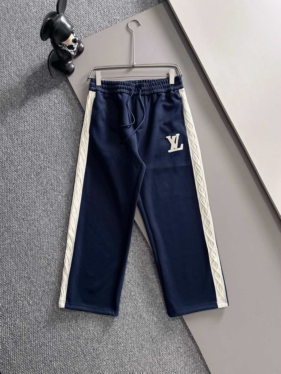 Louis Vuitton Navy Cable-Knit Stripe LV Patch Tracksuit Set
