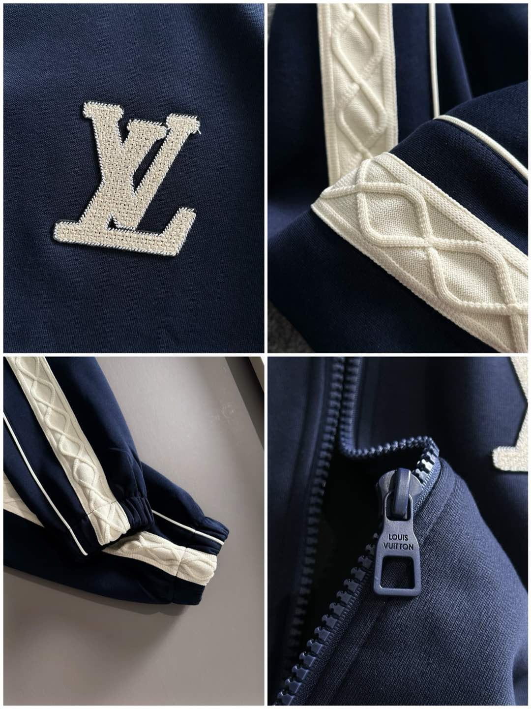 Louis Vuitton Navy Cable-Knit Stripe LV Patch Tracksuit Set