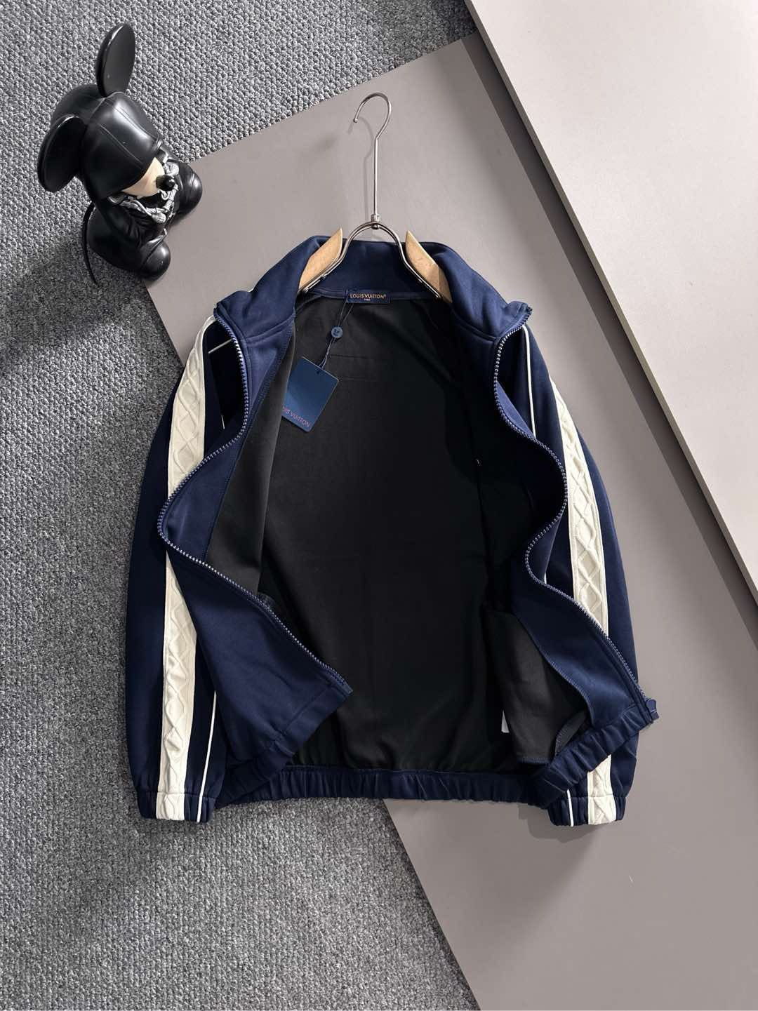 Louis Vuitton Navy Cable-Knit Stripe LV Patch Tracksuit Set