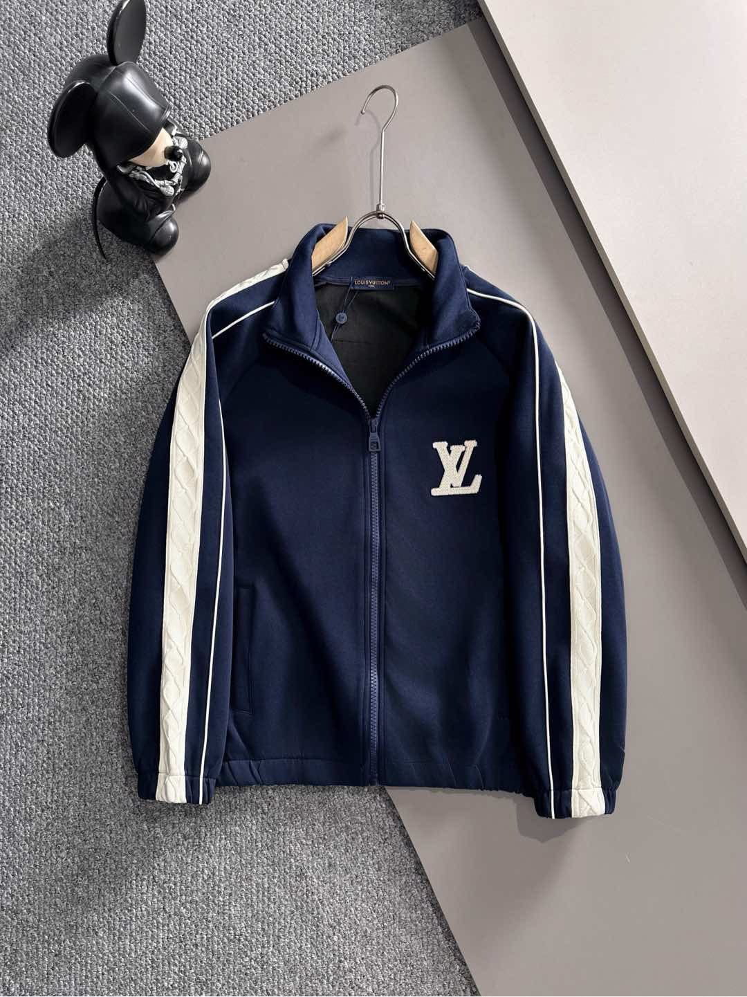 Louis Vuitton Navy Cable-Knit Stripe LV Patch Tracksuit Set