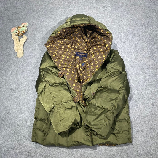 Louis Vuitton LV Long-Sleeved Olive Green Pillow Puffer Jacket