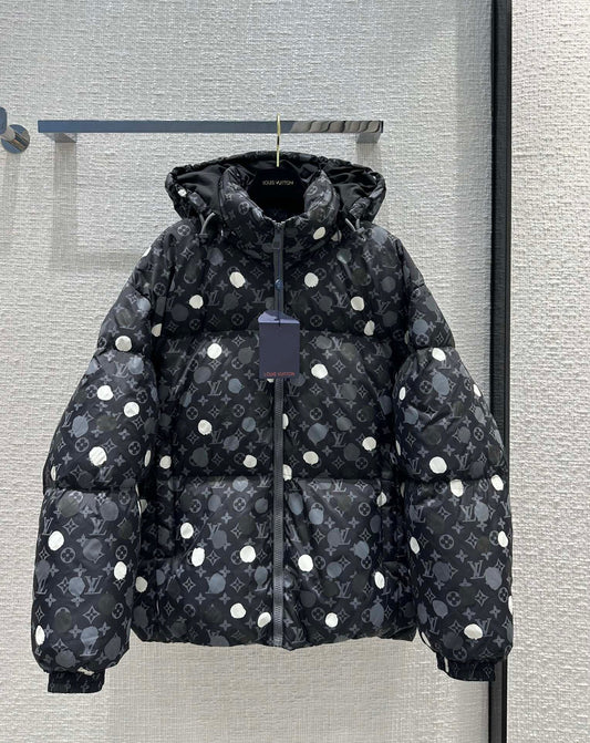Louis Vuitton x Yayoi Kusama LV Monogram Painted Dots Down Blouson - Sea Lion Grey
